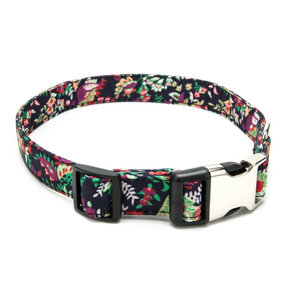 LILLYS PET COLLARS RED FABRIC WITH BLACK PAW PRINTS ALL OVER HANDMADE  COLLAR